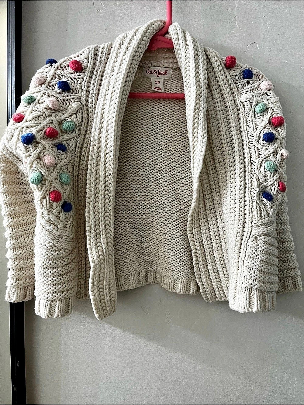 Cat & Jack Baby Girls' Knit Cardigan Cream & Pink 18M